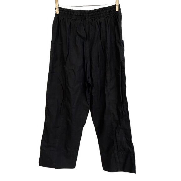 Jaquline Design Black Studio Linen Pants With Pockets and Draw Strig Lounge Pant - Picture 7 of 9